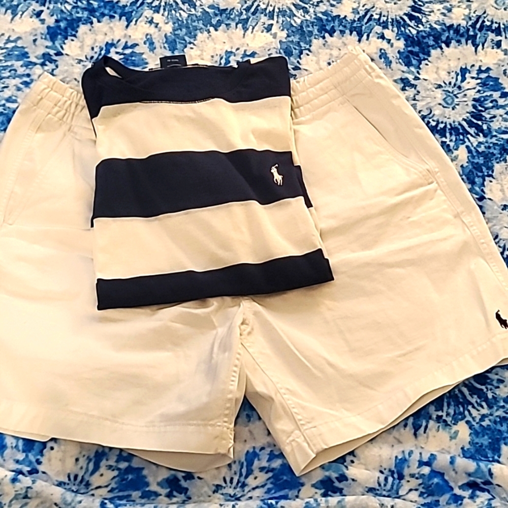 RALPH LAUREN PREPSTER 6" CHINO SHORTS & RL NAUTICAL TEE RRP $149